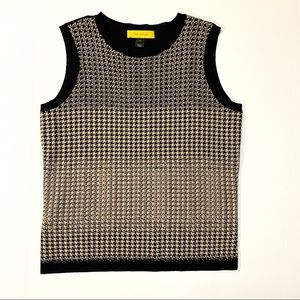St. John Yellow Label Houndstooth Sweater Vest